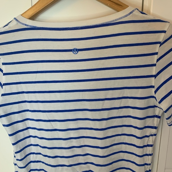 Lululemon blue and white striped T-Shirt - Picture 2 of 6